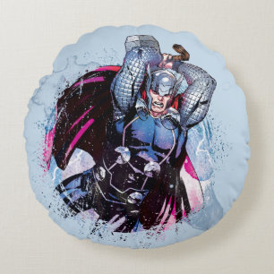 Coussins Ronds Graphique de caractères d'aquarelle Thor