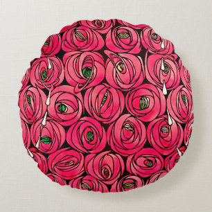 Coussins Ronds Graphique rose Art Nouveau Rennie Macintosh