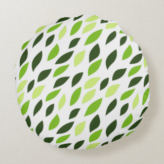 Coussins Ronds 'Green Leaves' Pattern Pillow