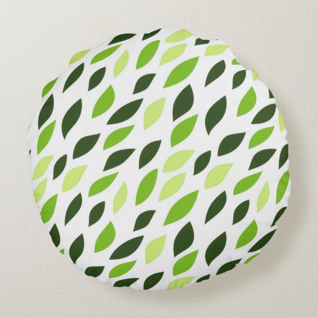 Coussins Ronds 'Green Leaves' Pattern Pillow (Dos)