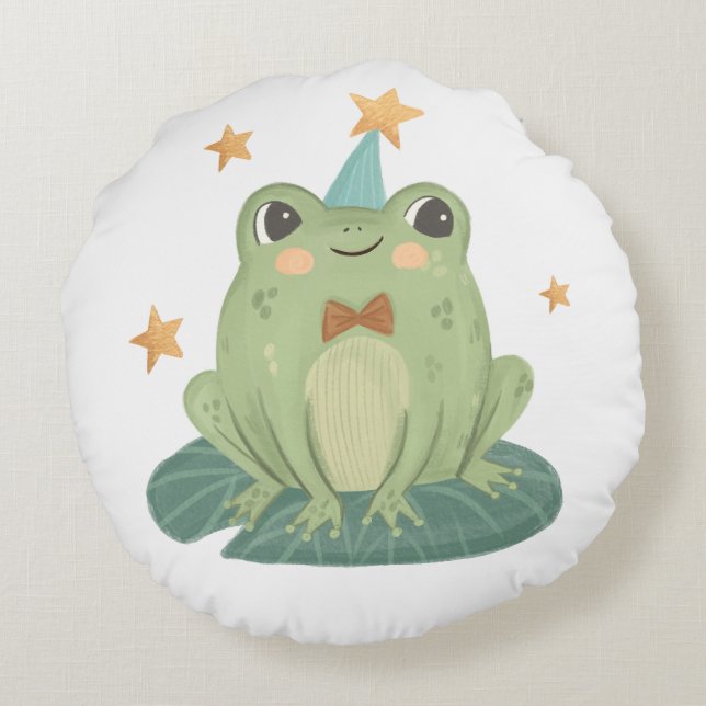 Coussins Ronds Grenouille avec Casquette de champignons Salle de  (Dos)