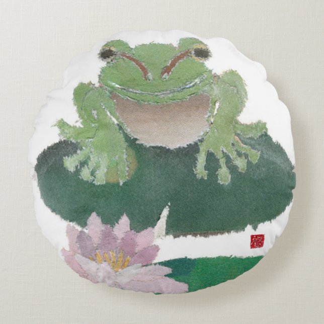 Coussins Ronds Grenouille, protection de lis, Lotus (Devant)