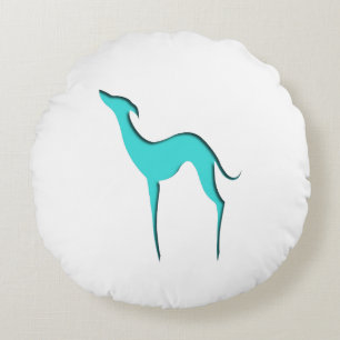 Coussins Ronds Greyhound Whippet dog Elégant silhouette turquoise