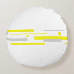 Coussins Ronds Gris Jaune Blocs Art Abstrait