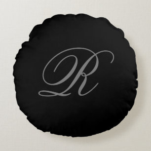 Coussins Ronds Gris noir minimaliste Ajouter Monogramme initial