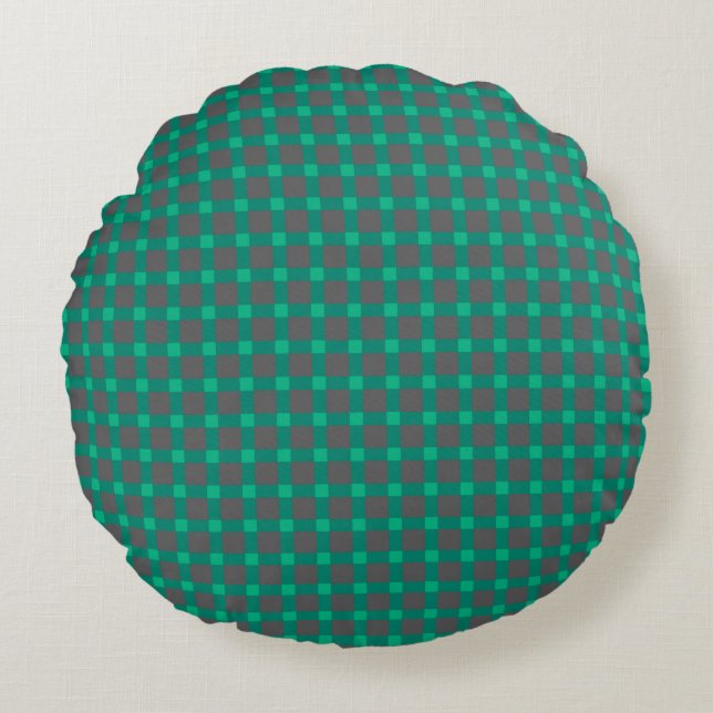 Coussins Ronds Gris vert, plaid (Devant)