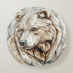 Coussins Ronds Grizzly Bear Wild Tame et collection intemporelle