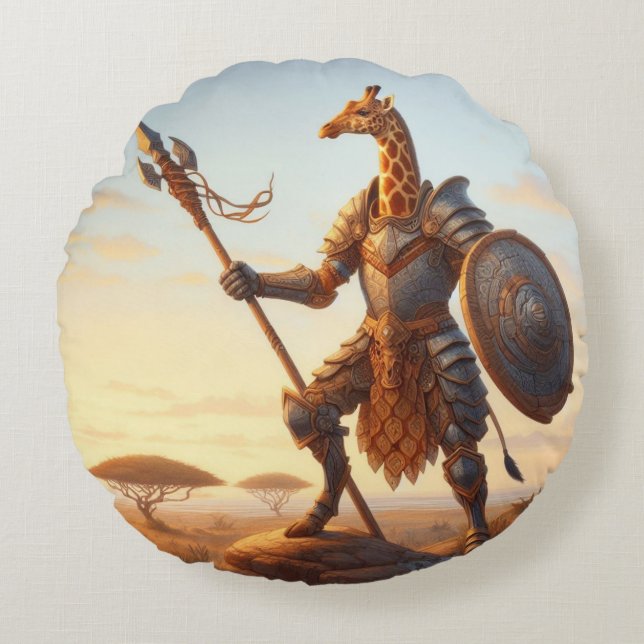 Coussins Ronds Guerrier de girafe (Devant)