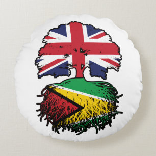 Coussins Ronds Guyane Guyane Britannique Drapeau des racines de l