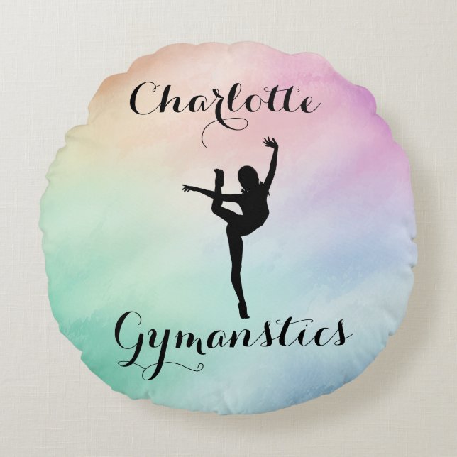 Coussins Ronds Gymnastique Pastel Purple Green Personnalisé (Devant)