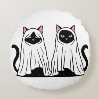 Coussins Ronds Halloween Ghost Cats Vector Art