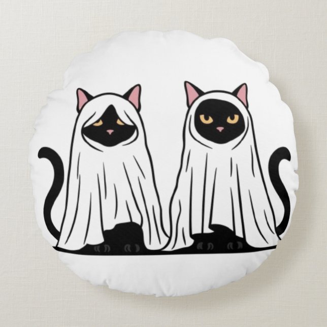 Coussins Ronds Halloween Ghost Cats Vector Art (Devant)