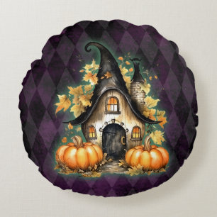 Coussins Ronds Halloween Gothique Automne Fée Cottage Purple Jacq