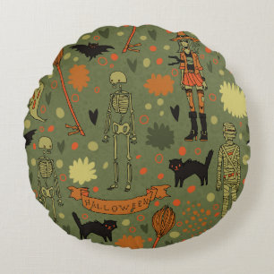 Coussins Ronds Halloween Haunt : Mélange Vintage Éffrayant