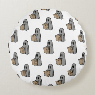 Coussins Ronds Halloween, Jolie Gris Fantôme, Trick Ou Treat, Boo