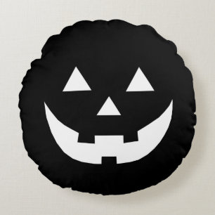 Coussins Ronds Halloween noir blanc Jack-o'-lantern effrayant