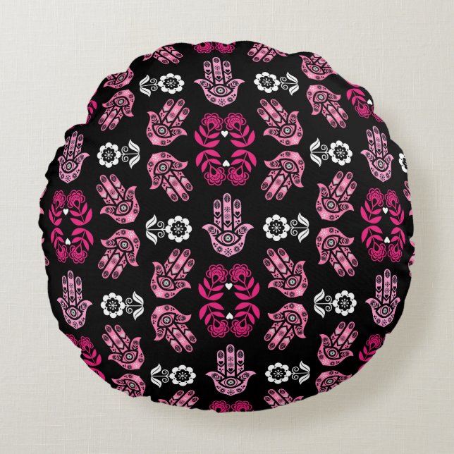 Coussins Ronds Hamsa Hand Protection Art (Devant)