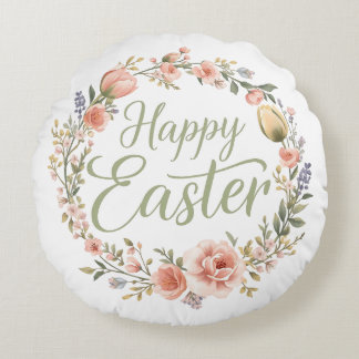 Coussins Ronds Happy Easter Elegant Floral 