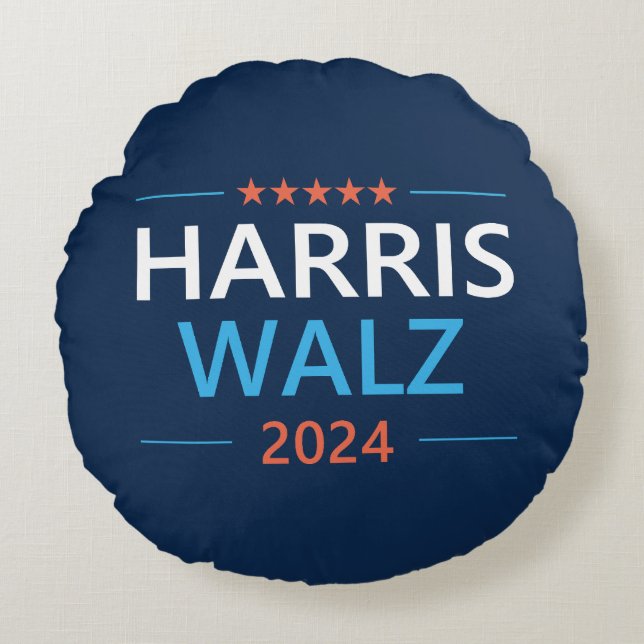 Coussins Ronds Harris Walz 2024 pour le président (Devant)