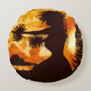 Coussins Ronds Hawiian Hula Dancer