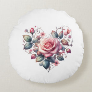 Coussins Ronds hearts roses