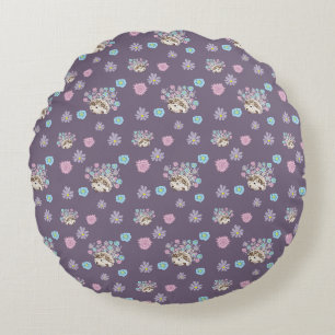 Coussins Ronds hérisson et fleurs motif