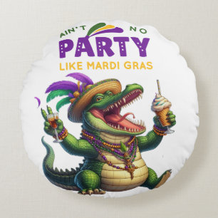 Coussins Ronds Heureux Mardi Gras Alligator