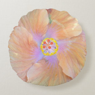 Coussins Ronds Hibiscus fleur tropicale rose et or mignon été