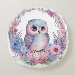 Coussins Ronds Hibou de fleurs
