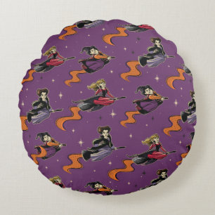 Coussins Ronds Hocus Pocus Flying Witch Motif