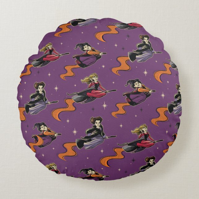 Coussins Ronds Hocus Pocus Flying Witch Motif (Devant)