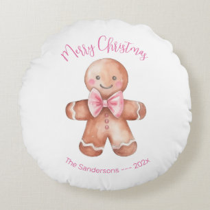 Coussins Ronds Homme en pain d'épices rose Noël