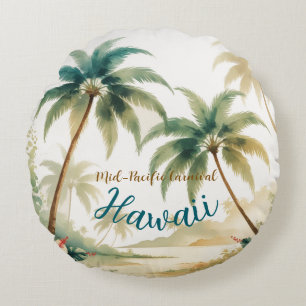 Coussins Ronds Honolulu Voyage Hawaïen de style vintage