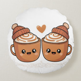 Coussins Ronds Hot Cocoa Couple Pillow – Cute Cozy Winter Décor