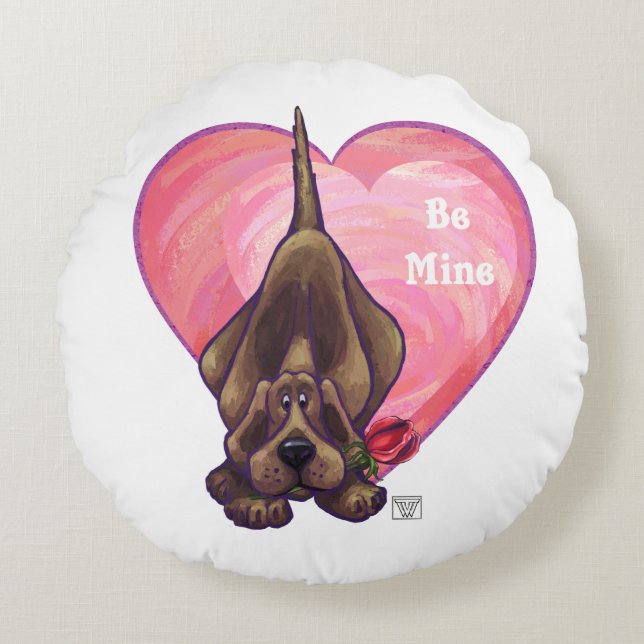 Coussins Ronds Hound Dog Valentine's Day (Devant)