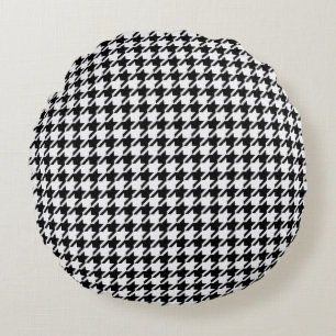 Coussins Ronds Houndstooth noir et blanc par Shirley Taylor