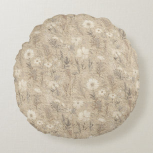 Coussins Ronds Housse de couette et oreillers floraux neutres élé