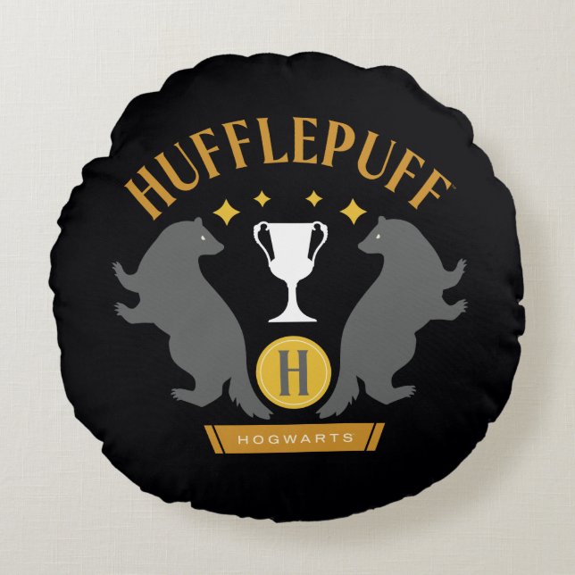 Coussins Ronds HUFFLEPUFF™ Badger and Cup House Pride Graphisme (Devant)