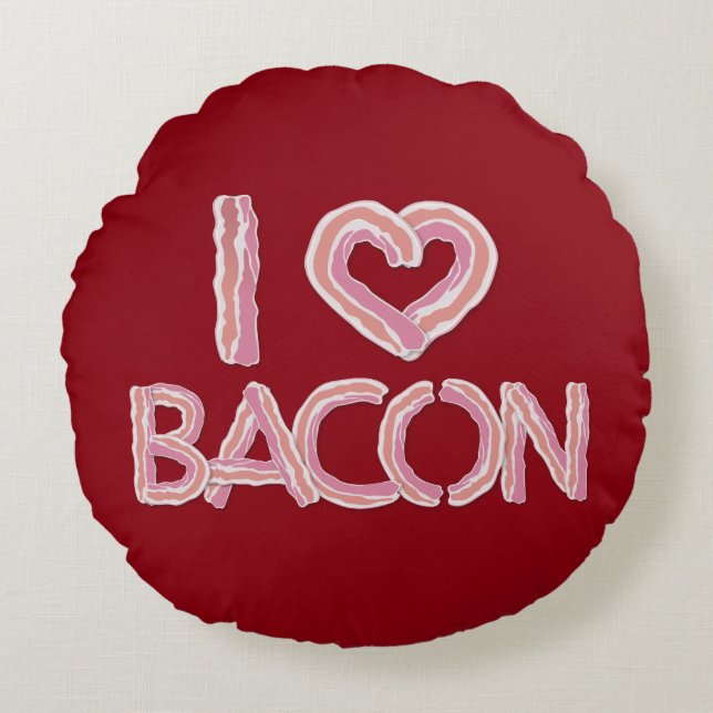 Coussins Ronds I Love Bacon (Devant)