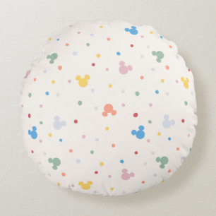 Coussins Ronds Icône colorée de Mickey Mouse et motif de points j