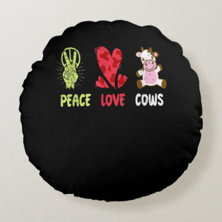 Coussins Ronds Idée de vache fermière hippie|Drôle cadeau d'amate
