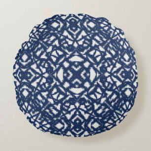 Coussins Ronds Ikat d'Indigo