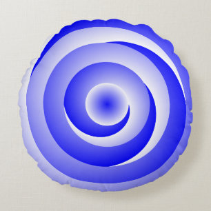 Coussins Ronds Illusion de la spirale bleue par Kenneth Yoncich