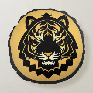 Coussins Ronds Illustration abstraite de tigre gras