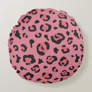 Coussins Ronds Illustration d'animal de rose de léopard