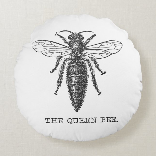 Coussins Ronds Illustration d'antiquité de l'insecte de la reine  (Devant)