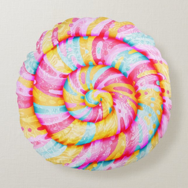 Coussins Ronds Illustration de bonbons sucrés Lollipop (Devant)