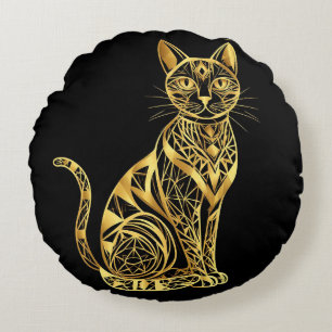 Coussins Ronds Illustration de chat géométrique élégant aux teint