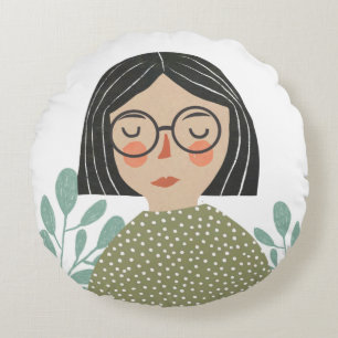 Coussins Ronds Illustration de fille