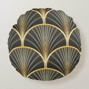 Coussins Ronds Illustration de la texture géométrique Art Déco
